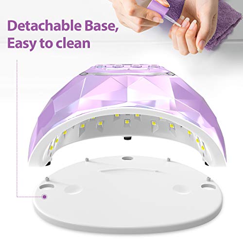 Easkep UV Light for Nails Lamp - 86W UV LED Nail Lamp Gel Nail Polish Curing Dryer for Salon 4 Timer Setting Auto Sensor Machine (Taro)