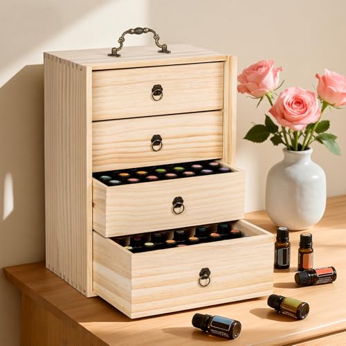 TORIBIO Essential Oils Box for 112 Bottles, Wooden Essential Oils Storage Organizer Holds 5 10 15 20 30 ml for Young Living & Doterra Bottles