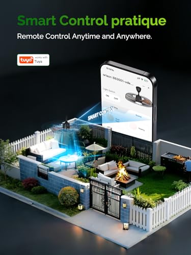 Outdoor Ceiling Fan with Lights 24 Inch Remote & App Control - Weatherproof Gazebo Fan - Regular