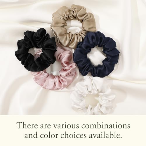 LILYSILK 100% 22MM Silk Hair Scrunchies for Sleeping & Hair Care, Natural Silk Pillowcase with Cotton Underside, 1PC, Ivory