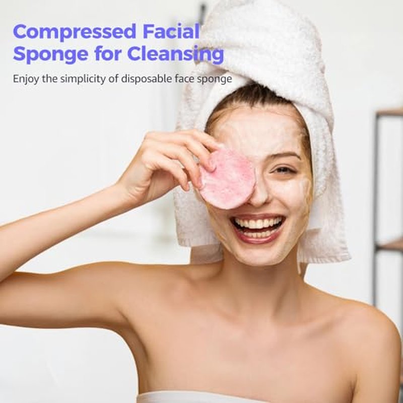 480 Pack Compressed Facial Sponges, Disposable Face Sponge for Cleansing, 4 Colors Expanding Face Pads with Waterproof PVC Zipper Bag