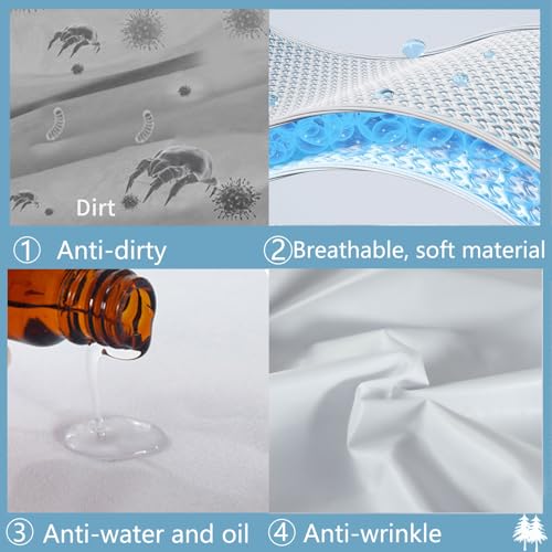 White Reusable Massage Table Sheets 75x31.5 Inches with Face Hole - Waterproof & Oilproof Fitted Bed Cover