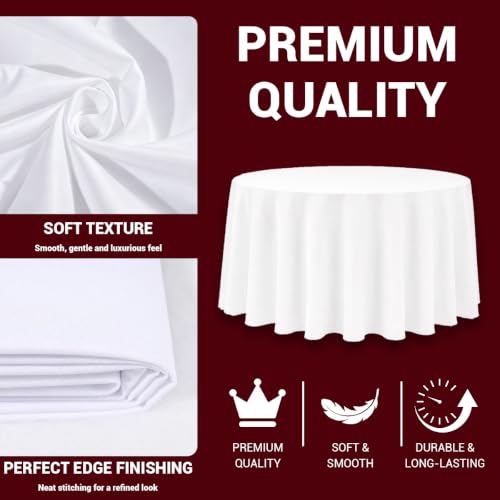 Merbuprel White 10 Pack 120 Inch Round Tablecloth for 48-72 Inch Tables