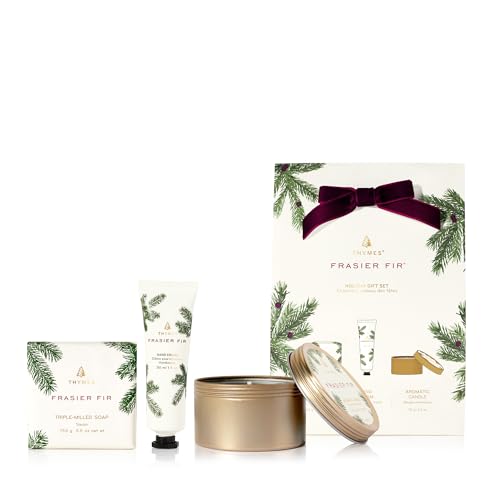 Frasier Fir Holiday Gift Set with Hand Cream, Candle & Soap - Scented Home Fragrance