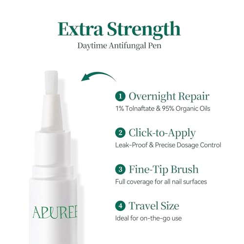 Nighttime Antifungal Pen with 1% Tolnaftate - Extra Strength, FSA/HSA Eligible, 0.25 Fl Oz - White - Apuree