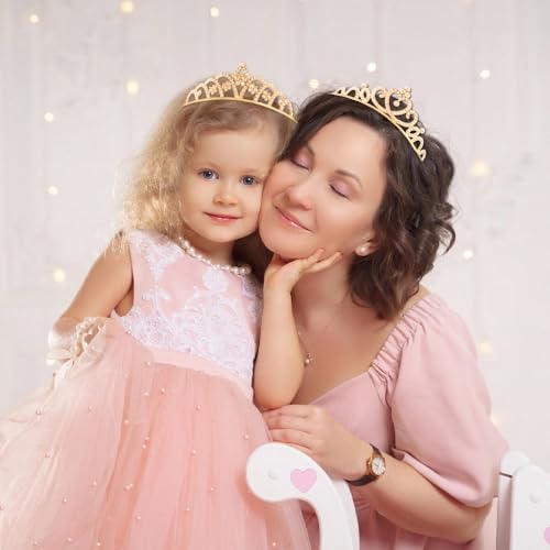 TOBATOBA Gold Princess Tiara Set for Women & Girls, Sparkling Rhinestone Crowns, Wedding & Party Headbands