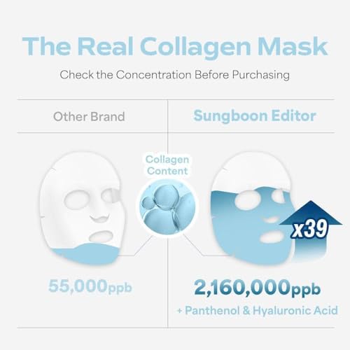 SUNGBOON EDITOR Revitalizing Combo/smooth-looking Hydration DUO:Deep Collagen Hyalu-B5 Mask (4ea) & Deep Collagen Power Boosting Cream In Serum, Skincare Gift Sets for Mom