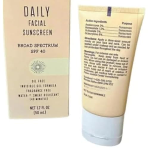 Generic Trader Jo Daily Facial Sunscreen Broad Spectrum SPF40, oil free invisible, gel formula, fragrance free, water + Sweat Resistance (3 Pack)