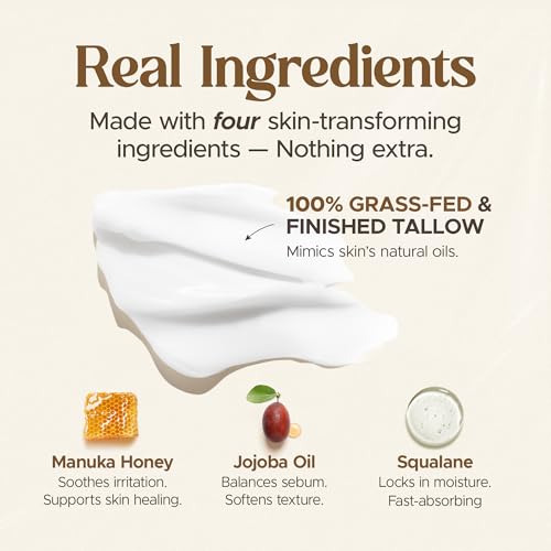Natural Tallow Balm with Honey & Jojoba for Face & Body - 3.24oz