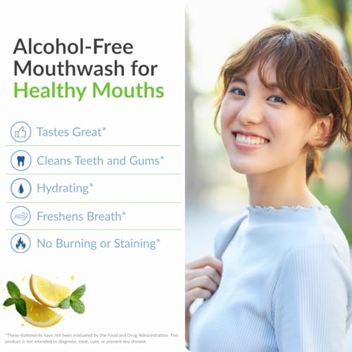 Herbal Mouthwash Lemon Mint - Alcohol-Free, Hydrating Oral Solution for Bad Breath Relief - Scented Variation