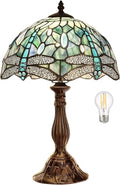 Pterying 18-Inch Tiffany Dragonfly Stained Glass Table Lamp - Green, Handcrafted, Vintage Accent Light (Variation: Dragonfly Lamp)