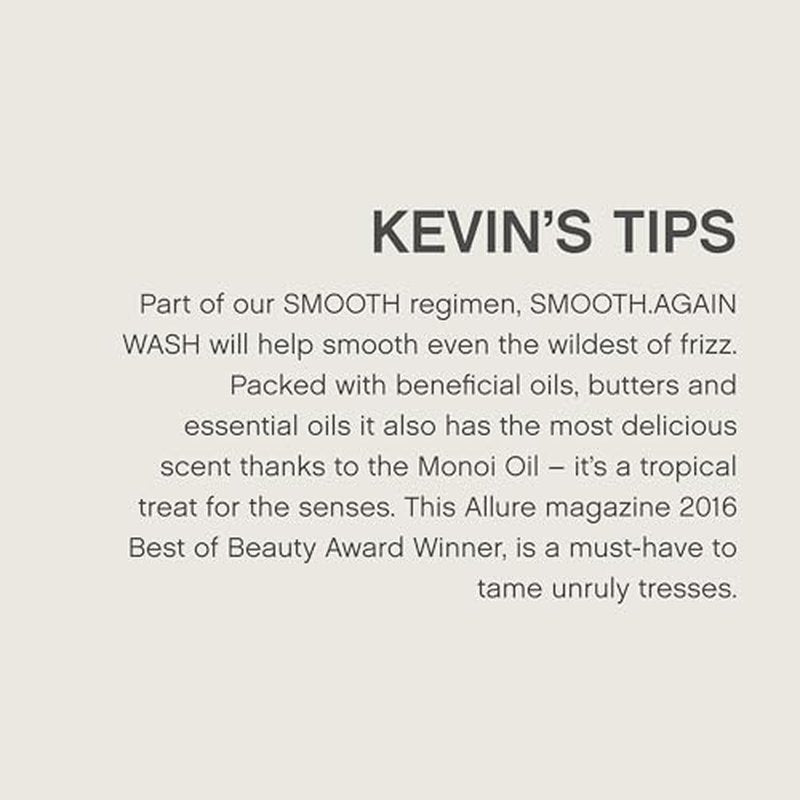 KEVIN.MURPHY SMOOTH.AGAIN WASH - Frizz Control Shampoo - For Thick, Coarse & Unruly Hair - Moisturising Shampoo for Hair Hydration - Sulphate & Paraben Free - 250 mL / 8.4 fl oz