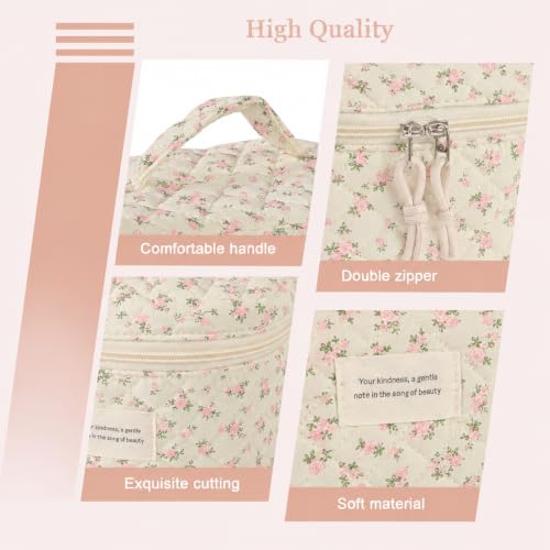 PinkMuDan Quilted Cosmetic Bag Set for Women 2-Pack Travel Makeup Organizer
