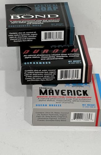 Men's Natural Pheromone-Infused Cedarwood Tactical Soap - 3 Bars, Exfoliating, Made in USA