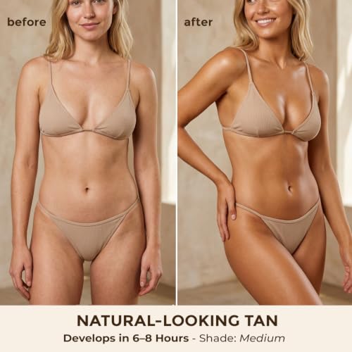 Self Tanner Mousse - Medium to Dark - USA Made Organic 7.5 Fl Oz - Natural Sunless Tan