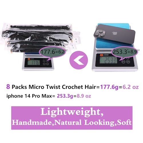Pre-Looped Micro Twist Crochet Hair Extensions 12 Inch 9 Pack Natural Look