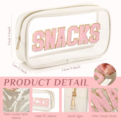 Clear Toiletry Bag for Mama and Baby - Bright Color, Pack of 4 with Chenille Letters