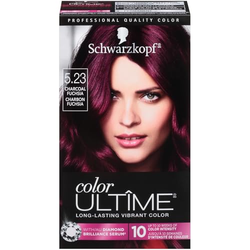 Schwarzkopf Color Ultime 5.23 Charcoal Fuchsia Hair Dye, Permanent Intense Red with Diamond Brilliance, Fade-Resistant, Covers Grays, All Hair Textures