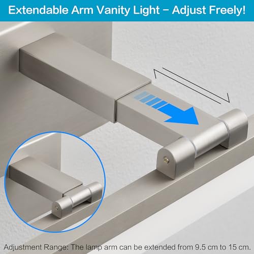 Brushed Nickel Retractable LED Vanity Lights - 32 Inch 5CCT Dimmable Bathroom Mirror Fixture