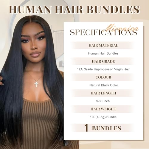 Mironica 20 Inch Straight Human Hair Extensions | 12A Quality, Soft & Natural