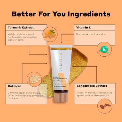 Turmeric Brightening Facial Polish - Vegan, Cruelty-Free, 1.5 fl oz