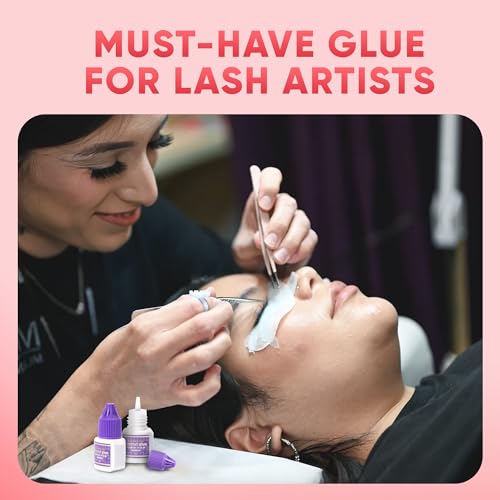 Crystal Glue for Eyelash Extension 5ml, 2-3s Drying Time, 6-7 Weeks Retention, Black Strong Adhesive, Waterproof Lash Bond, Latex Free, Professional Use Only.