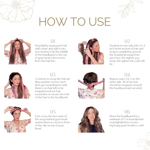 Heatless Satin Hair Curlers & Overnight Bonnet - No Damage, Soft Silk Styling