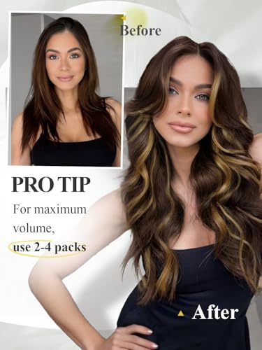 Hair Extensions T4/27 Honey Blonde Highlight 12 Inch 30g - Invisible PU Tape-in, Remy Human Hair, Beaded & Glueless - Female