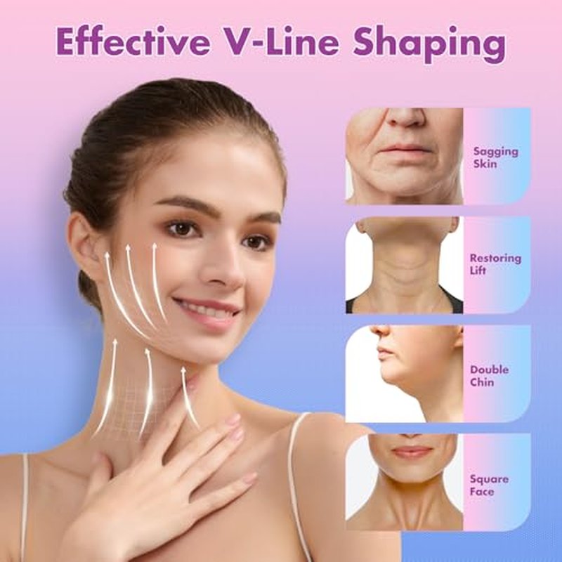4 Pack Face Slimming Strap, Double Chin Reducer Band, Graphene V-Line Mask Chin Up Mask V Shaped Face Mask Chin strap for sleeping, V-Line Lifting for Women, Medium, 4 Black