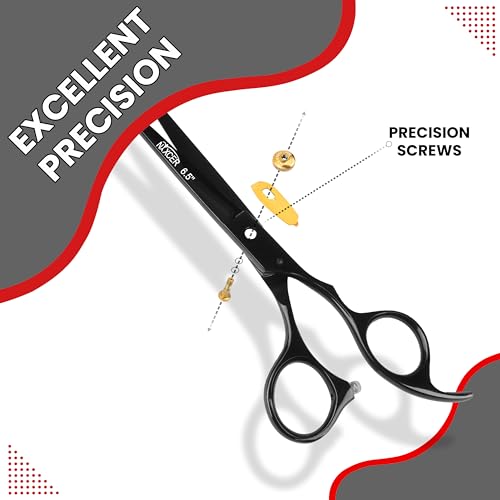Black Hair Cutting Scissors 6.5'' Professional Razor Edge Hair Shears - Nixcer