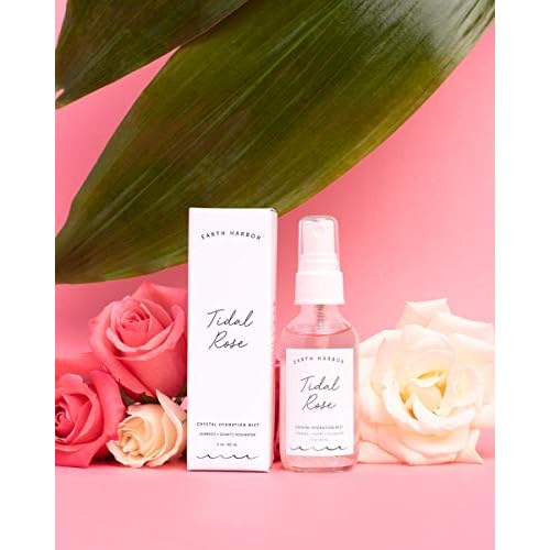 Earth Harbor | Tidal Rose Crystal Hydration Toner - Soothes Inflammation & Tones | Rose Water + Rose Quartz + White Tea | 100% Natural & Cruelty-Free | 2 fl oz