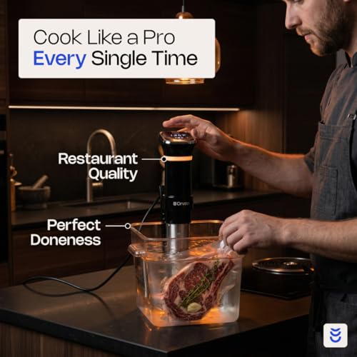 ORVEN 1100W Sous Vide Cooker with Precise Temperature Control, Stainless Steel, Digital Timer, 4-20L Capacity