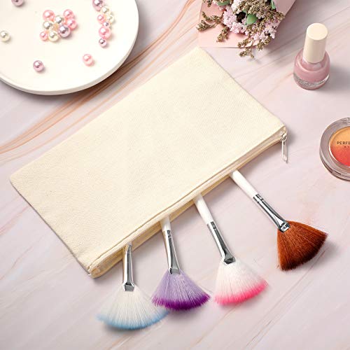 Shappy 40 Pieces Canvas Pencil Pouch Zipper Makeup Cosmetic Bags Case Blank Craft DIY Bags Multipurpose Toiletry Stationary Storage Bag for Women Travel(White)