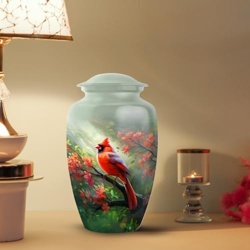 Red Cardinal Bird Urn for Ashes - 10 Inch Decorative Cremation Urn for Adults, Women