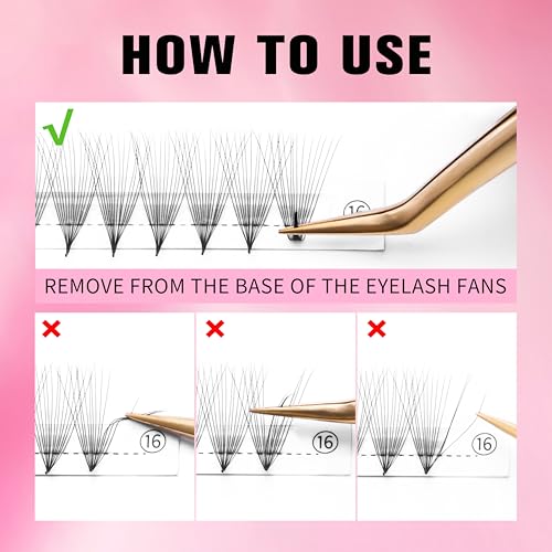 VEYES INC Premade Fans Eyelash Extensions 3D-24D C/D curl Natural & Volume Mixed Length Eyelash Tray, Professional Lash Supplies, Matte Black (10D 0.05 CC 9-16mm)