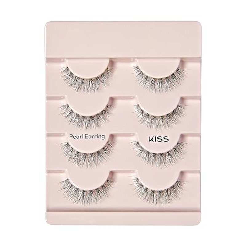 KISS The New Natural, False Eyelashes, 'Pearl Earring', 12mm, Includes 4 Pairs Of Lashes, Easy to Apply, Reusable Lash Clusters