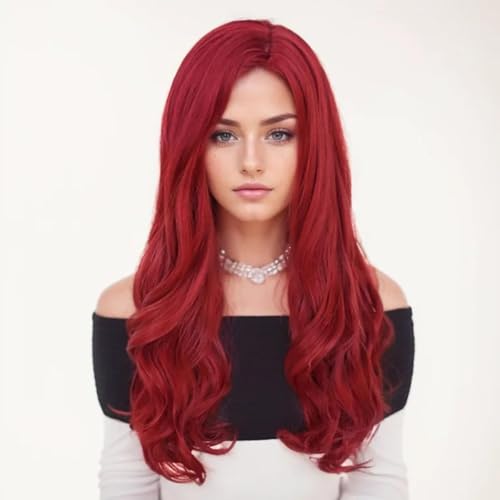 Red Long Body Wave Wigs for Women - 23 Inch Cosplay & Fashion
