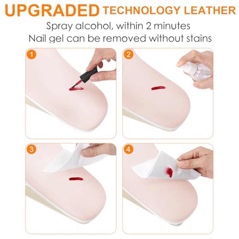 Arm Rest for Nails Tech Upgraded 10¡Æ Inclined, U-Shaped Manicure Nail Arm Rest Stand, Pink Nail Armrest for Nail Tech Hand Rests with Gold Aluminum Alloy Holder Non-Slip