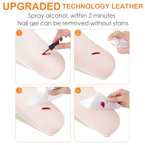 Arm Rest for Nails Tech Upgraded 10¡Æ Inclined, U-Shaped Manicure Nail Arm Rest Stand, Pink Nail Armrest for Nail Tech Hand Rests with Gold Aluminum Alloy Holder Non-Slip