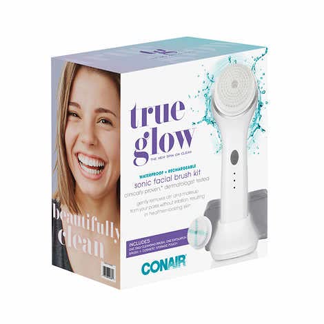 Sonic Facial Brush Kit Waterproof Rechargeable with 2 Brush Heads & Storage Pouch