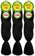 RastAfri AFB Silky Synthetic Braiding Hair Extensions - Black #1 3 Pack