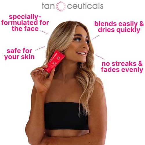 Dark Self Tanning Lotion for Face - Natural Sunless Tan with Coconut Scent - Long Lasting & Non-Clogging - 1.7 oz