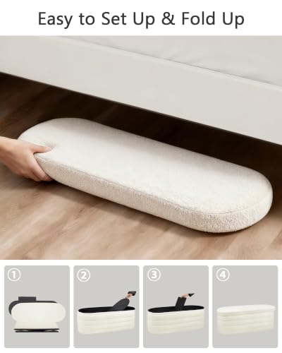 43-Inch Storage Ottoman Bench with Padded Top and Sherpa White Fabric