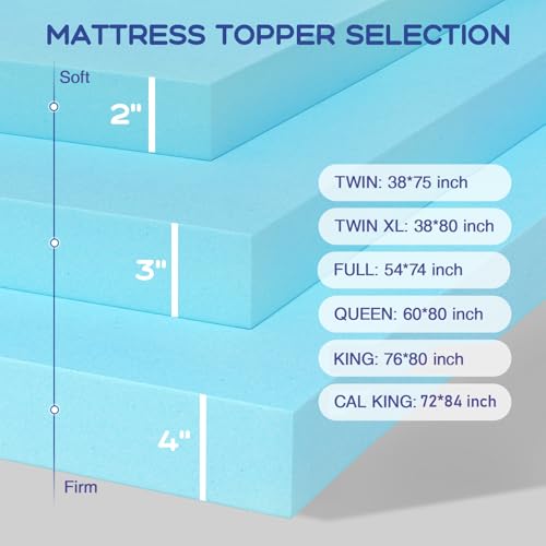 Full Mattress Topper 4 Inch Cooling Gel Memory Foam - Pressure-Relieving
