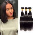 Rebasar 8 Inch Human Hair Straight Bundles - 3 Pack, Natural Black, Quick Weave