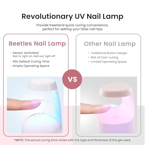 Beetles Gel Nail Kit Medium Almond with 576 Half Matte Nail Tips & UV Lamp (B-Almond M 576pcs)