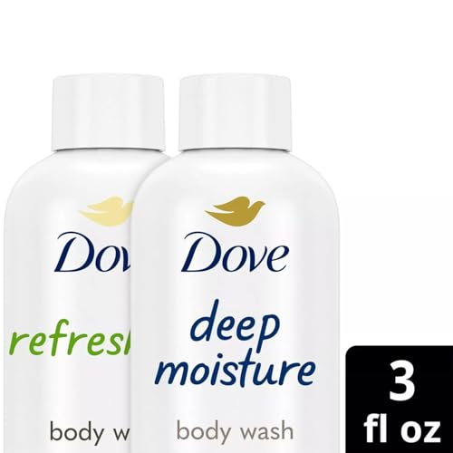 Dove Body Wash Travel Essentials Variety 4-Pack ? Refreshing Cucumber & Green Tea + Deep Moisture Nourishing Body Washes, 3 Oz Ea