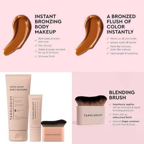 Tanologist Self-Tanning Lotion Set with Bronzer & Brush - Fast-Drying, Water-Resistant