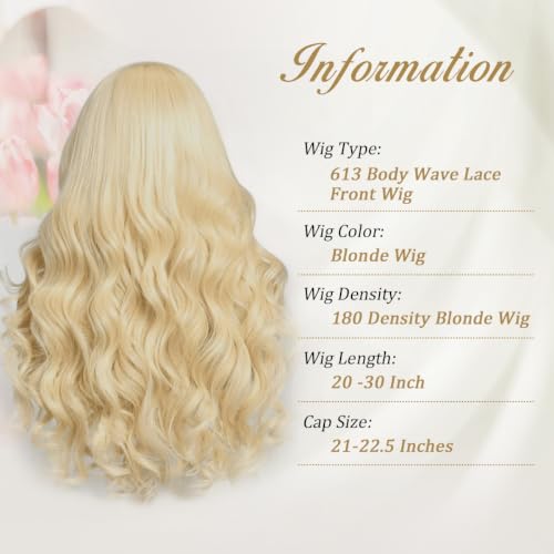 Blonde Lace Front Wig Human Hair 28 Inch, 13x4 Body Wave, Unprocessed