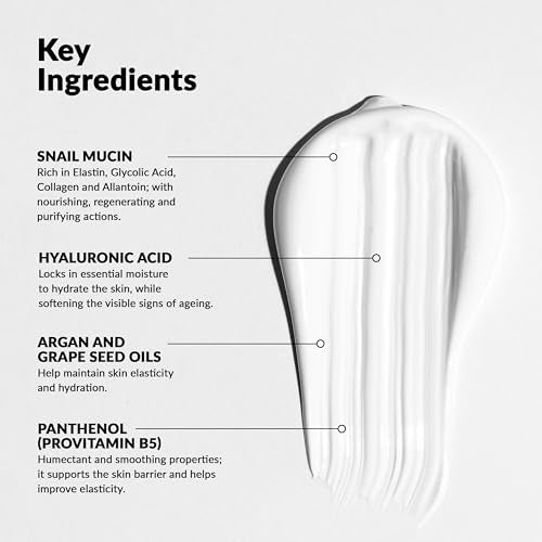 Snail Secretion Face Cream with Hyaluronic Acid - Anti-Aging Moisturizer for All Skin Types - 1.69 Fl Oz